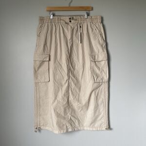 Garage Poplin Parachute Midi Maxi Skirt Jupe Beige Cargo Women's Size XL NEW